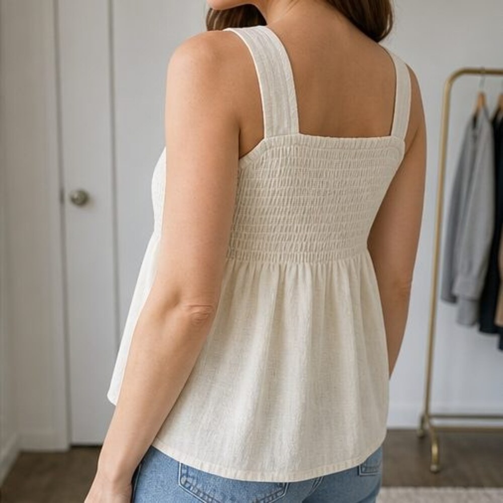 Cream Smocked Top - Picture 3 of 6